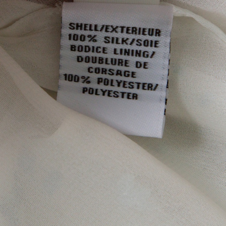Pre Owned Diane Von Furstenberg Off White Flutter Foil Ruffled Trim Layla Silk Blouse S