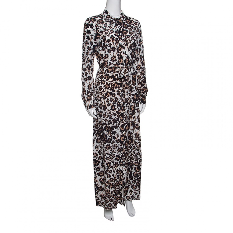 Pre Owned Diane Von Furstenberg Multicolor Printed Silk Amina Maxi Dress S