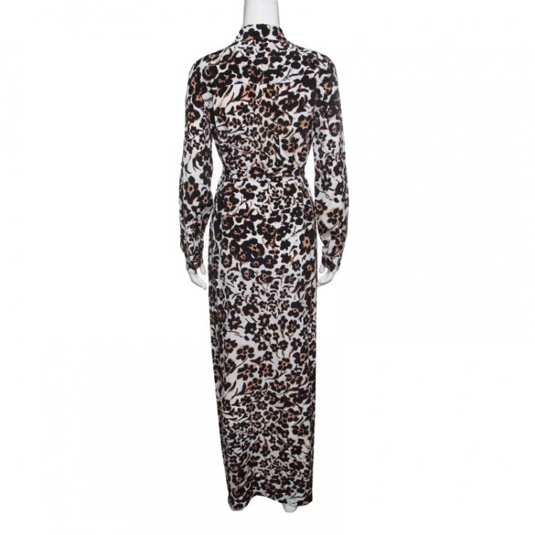 Pre Owned Diane Von Furstenberg Multicolor Printed Silk Amina Maxi Dress S