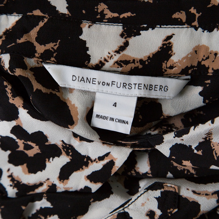 Pre Owned Diane Von Furstenberg Multicolor Printed Silk Amina Maxi Dress S