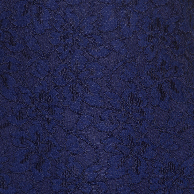 Pre Owned Diane Von Furstenberg Navy Blue Zarita Long Sleeve Lace Dress L
