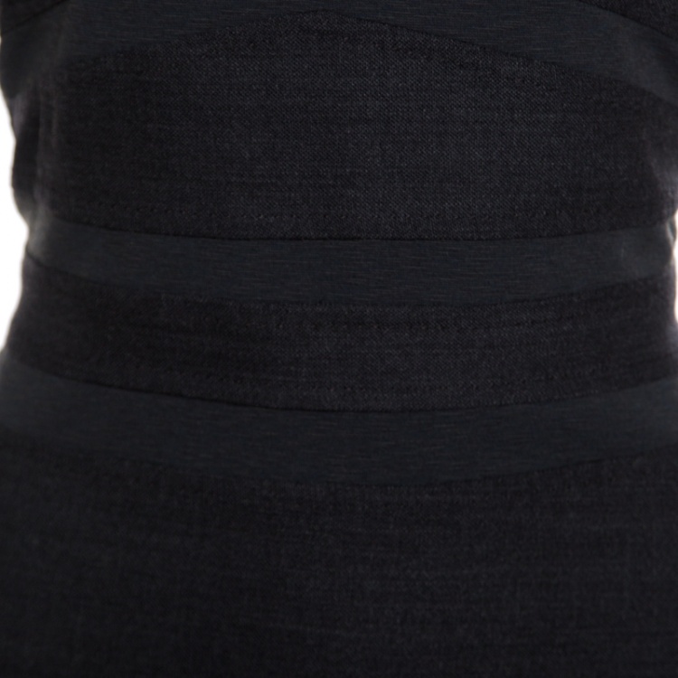 Pre Owned Diane Von Furstenberg Grey Slub Knit Wool Panel Detail Sleeveless Sheath Dress L