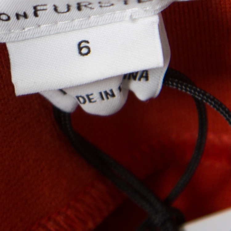 Pre Owned Diane Von Furstenberg Burnt Orange  Jersey Esme Pencil Skirt M