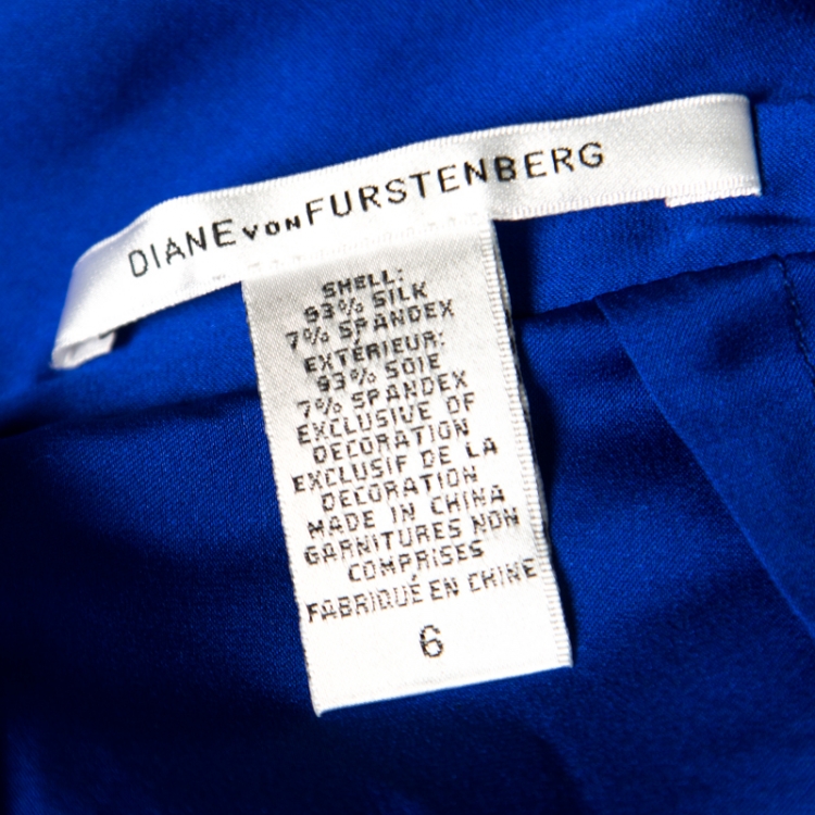 Pre Owned Diane Von Furstenberg Royal Blue Silk Waist Bow Detail Pegged Pants M