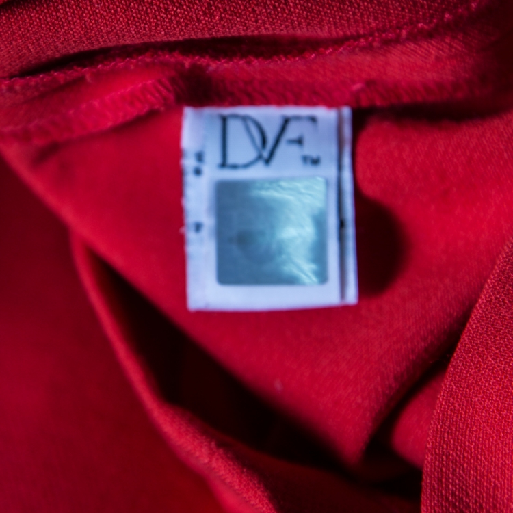 مملوكة مسبقًا Diane Von Furstenberg Red Jersey Sleeveless Fleur Sheath Dress M