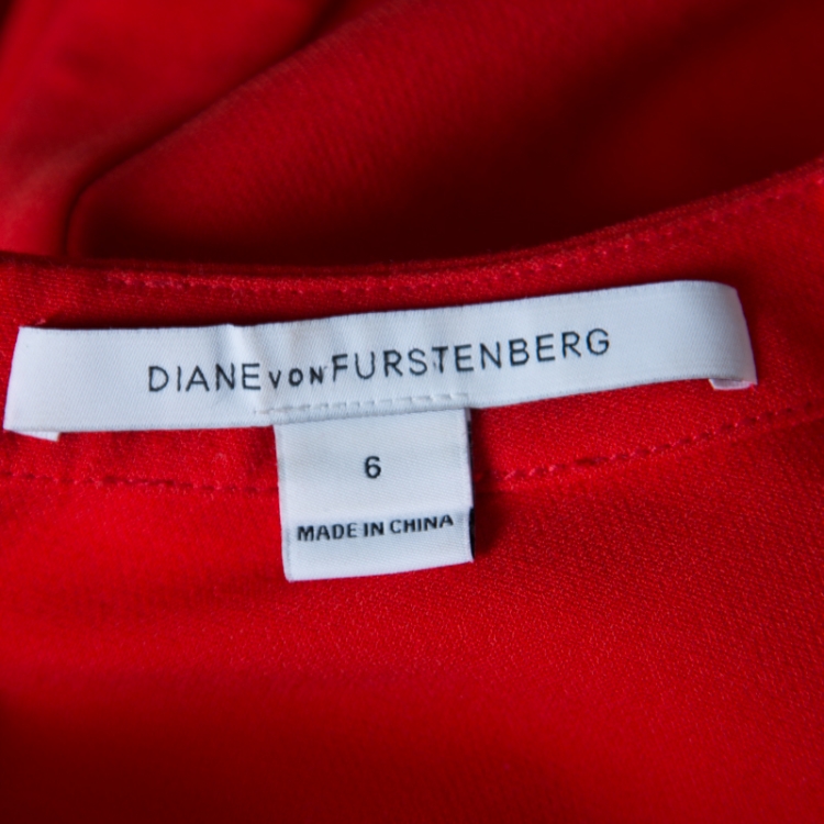 مملوكة مسبقًا Diane Von Furstenberg Red Jersey Sleeveless Fleur Sheath Dress M