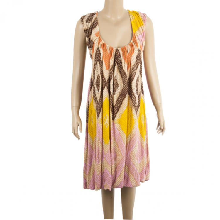 Pre Owned Diane Von Furstenberg Ora Printed Dress L