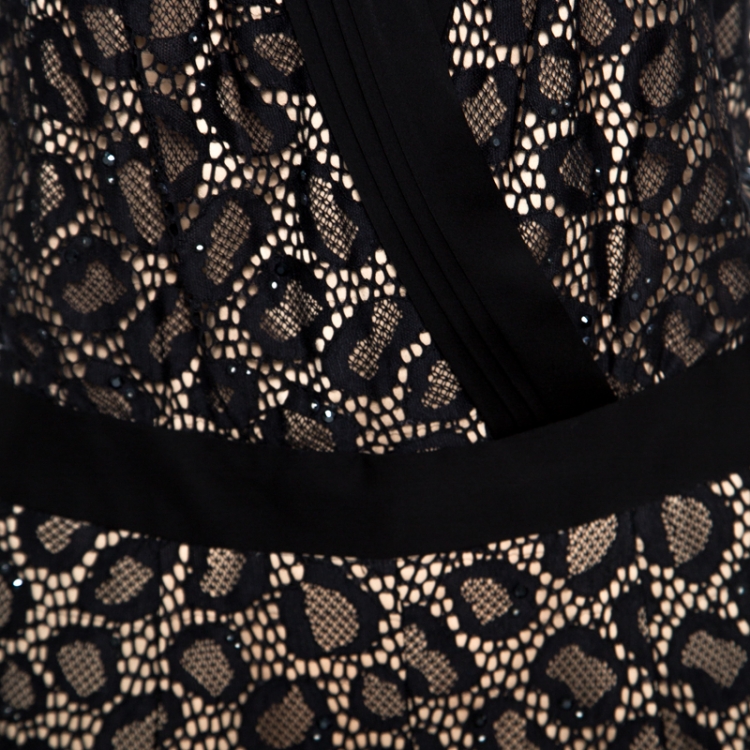 Pre Owned Diane Von Furstenberg Black Embellished Lace Zadie Jumpsuit M