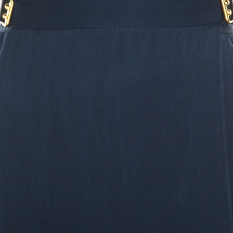 Pre Owned Diane Von Furstenberg Deep Indigo Silk Bethune Maxi Wrap Skirt XL