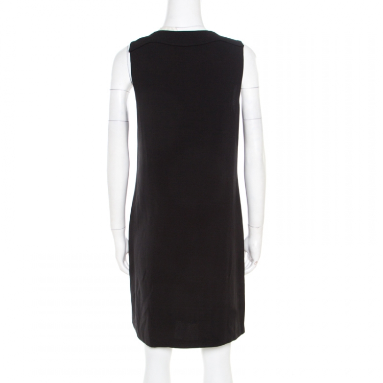 Pre Owned Diane Von Furstenberg Black Embellished Twiggy Hot Fix Check Dress M