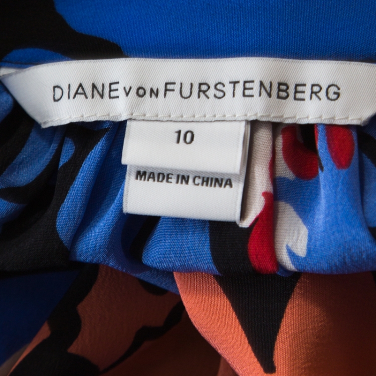 مملوكة مسبقًا Diana Von Furstenburg Multicolor Dahlia Coralline Printed Silk Freya Dress L