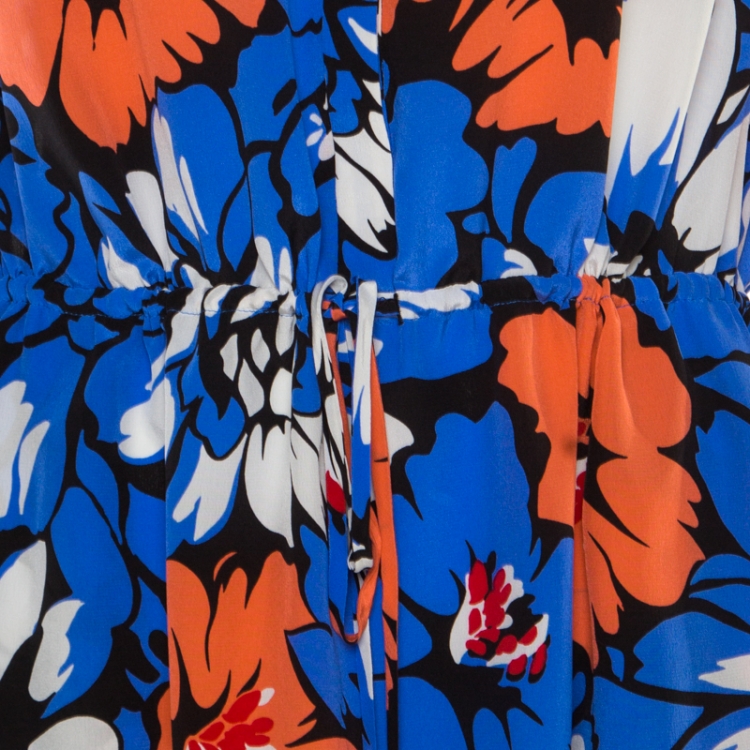 مملوكة مسبقًا Diana Von Furstenburg Multicolor Dahlia Coralline Printed Silk Freya Dress L
