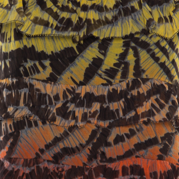 Pre Owned Diane Von Furstenberg Multicolor Ruffled Silk Cordoba Dress M