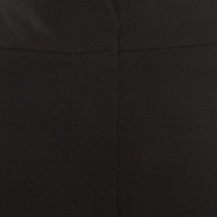 Pre Owned Diane Von Furstenberg Black Contrast Leather Panel Detail Lisa Pencil Skirt S