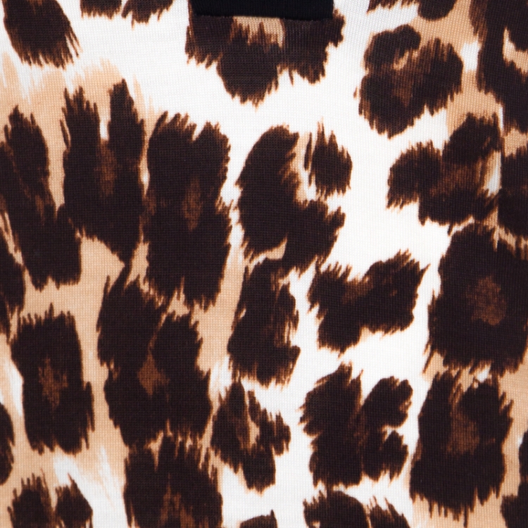 Pre Owned Diane von Furstenberg  Brown Leopard Print Silk Reina Dress M 