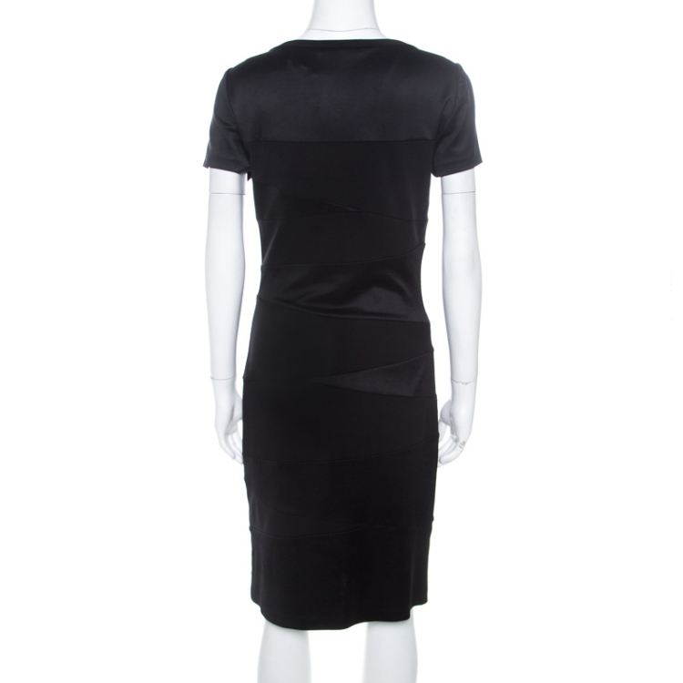 Pre Owned Diane von Furstenberg Black Asymmetric Paneled Trapp Bodycon Dress M