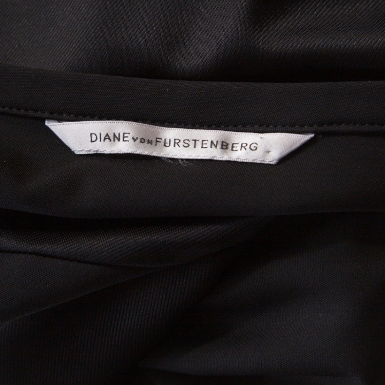 Pre Owned Diane von Furstenberg Black Asymmetric Paneled Trapp Bodycon Dress M