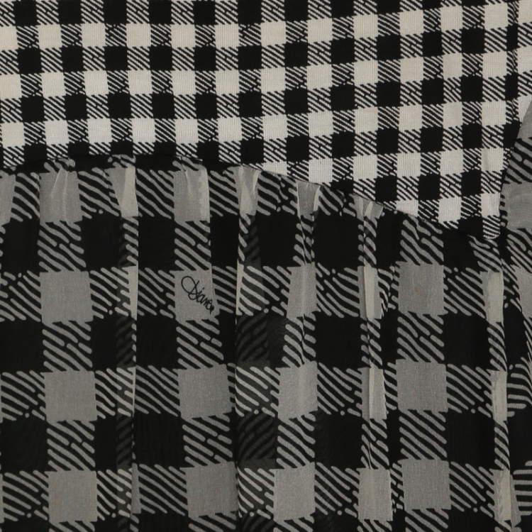 Pre Owned Diane Von Furstenberg Black and White Checkered Silk Davina Maxi Dress M 