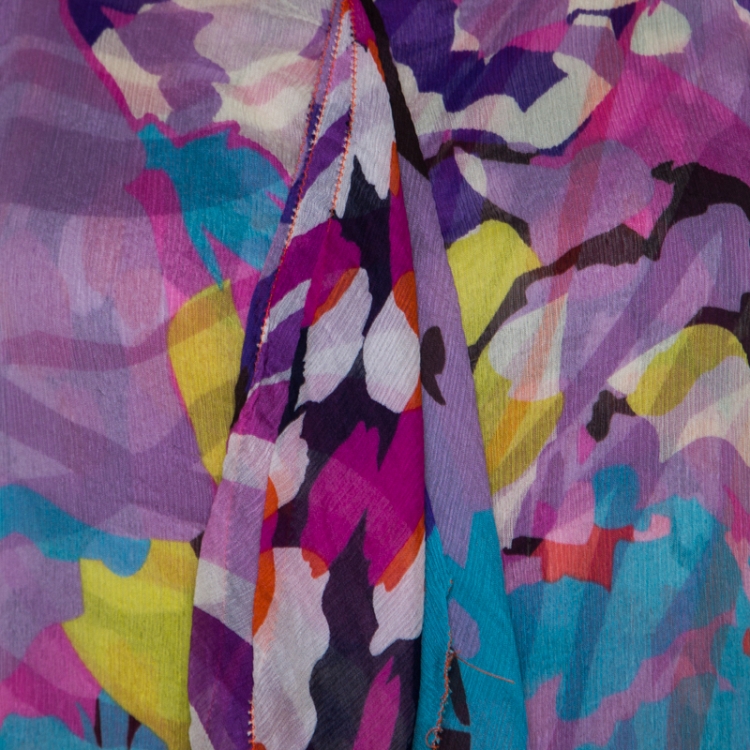 مملوكة مسبقًا Diane von Fürstenberg Multicolor Silk Shoulder Tie Detail Deane Dress S