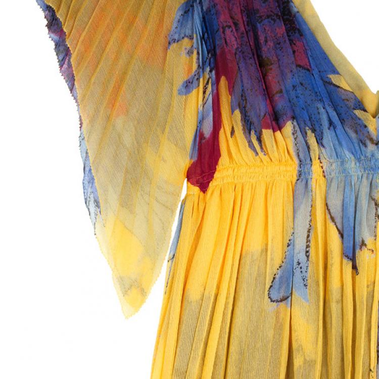 Pre Owned Diane Von Furstenberg Jasper Pleated Chiffon Dress M