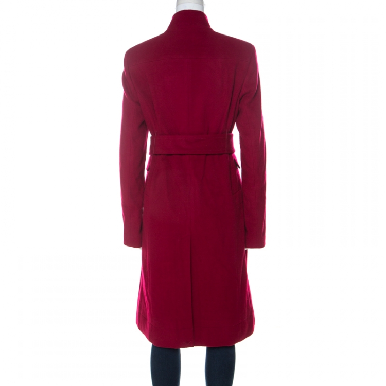 Pre Owned Diane von Furstenberg Red Felted Wool Sabrina Coat M