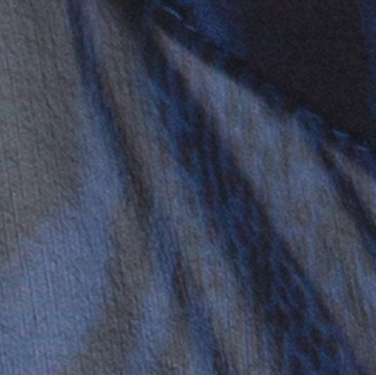 Pre Owned Diane von Furstenberg Dark Blue & Black Woodgrain Print Silk Chiffon Buttoned Gilmore Blouse L