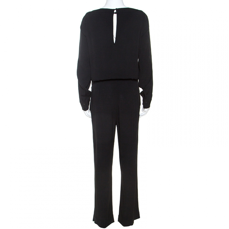 Pre Owned Diane Von Furstenberg Black Crepe Cynthia Jumpsuit S 