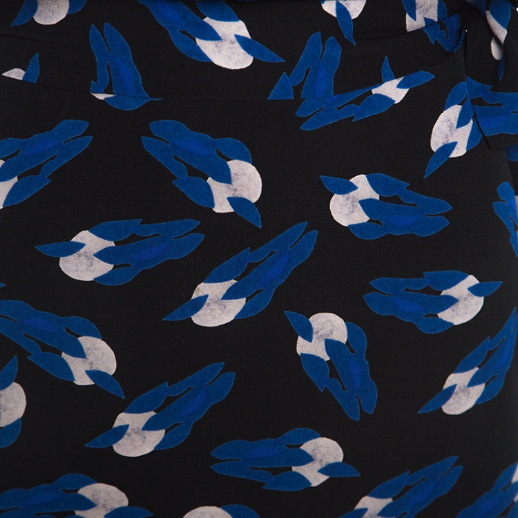 مملوكة مسبقًا Diane Von Furstenberg Black Printed Silk Sleeveless Theresa Dress L