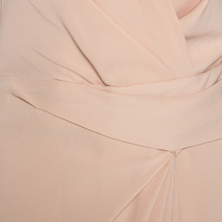 Pre Owned Diane Von Furstenberg Butter Cream Crepe Ruched Detail Beyatta Dress S