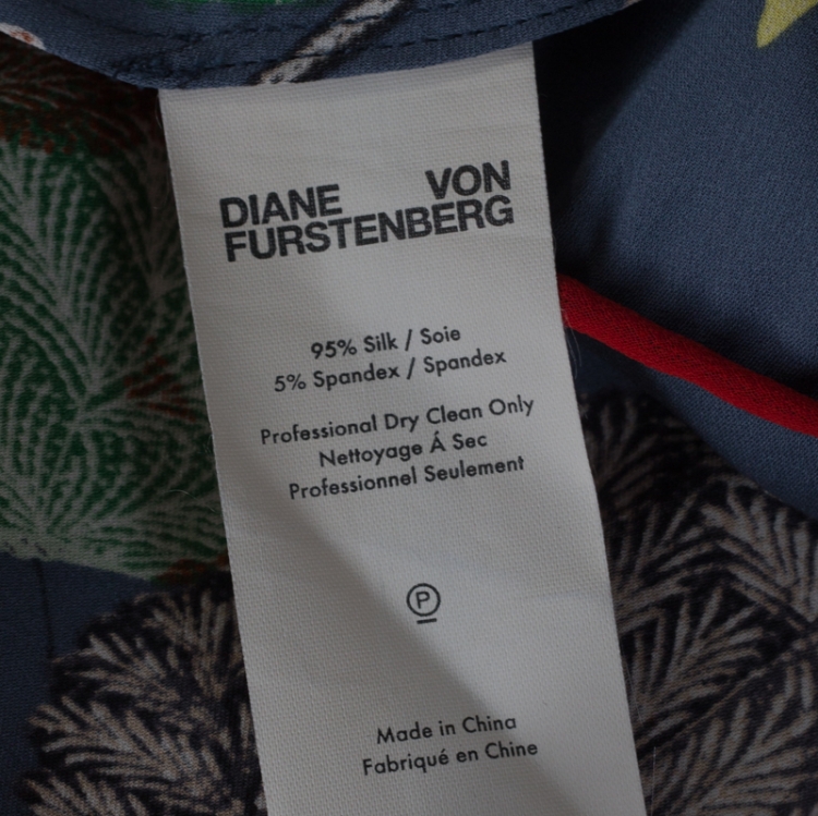 Pre Owned Diane Von Furstenberg Blue Floral Print Sleeveless Wrap Maxi Dress M