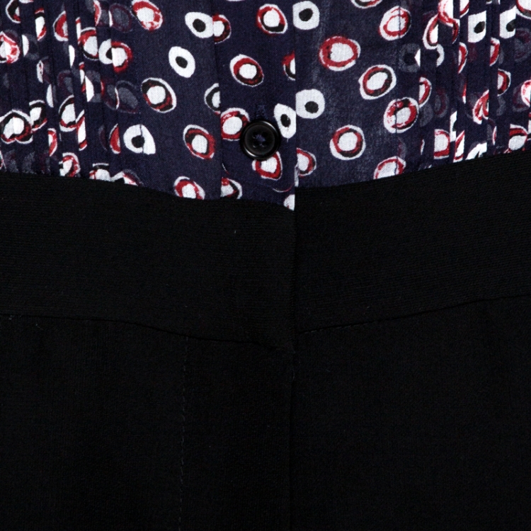 Pre Owned Diane von Furstenberg Black Printed Silk Ruffled Ariella Jumpsuit XS