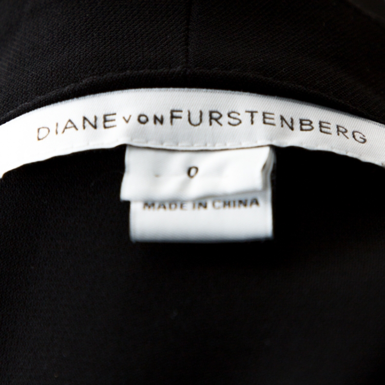 Pre Owned Diane Von Furstenberg Black Crepe Belted Jumpsuit XS 