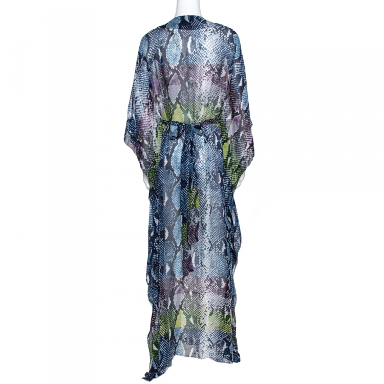 Pre Owned Diane von Fursternberg Multicolor Animal Print Silk Annushka Kaftan M
