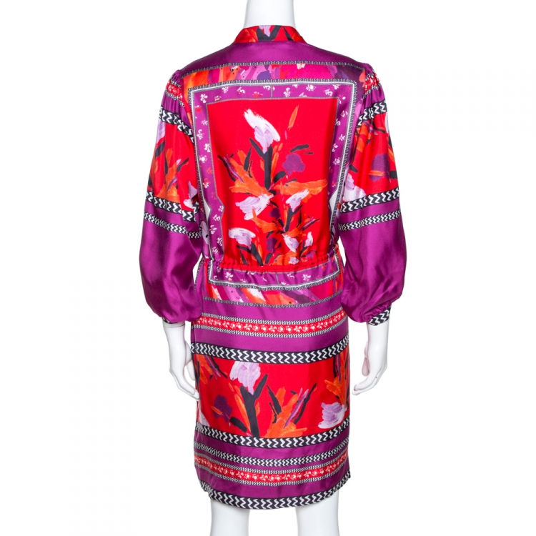 Pre Owned Diane von Furstenberg Multicolor Printed Silk Chrystie Dress M