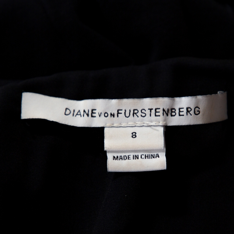Pre Owned Diane von Furstenberg Navy Blue Belted Maizah Dress M