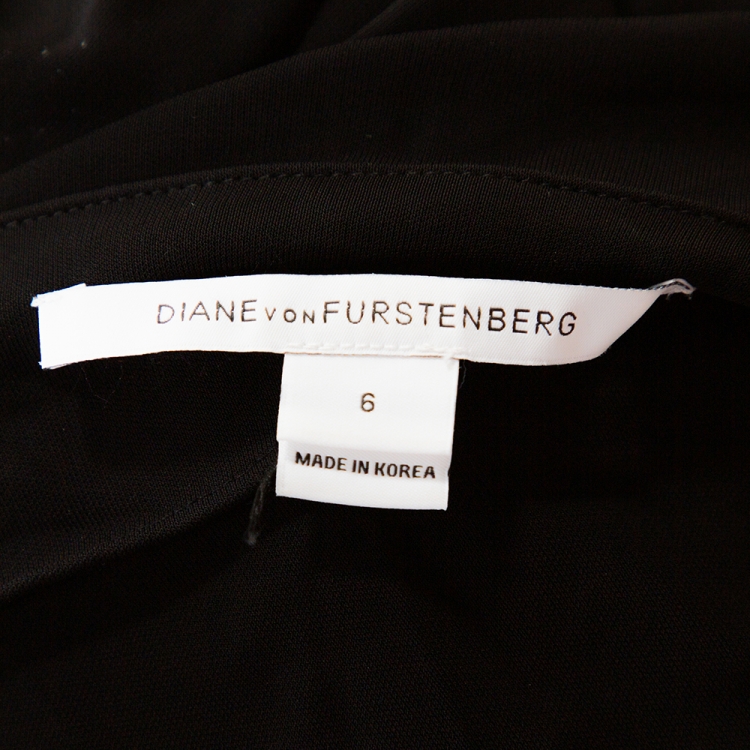 Pre Owned Diane von Furstenberg Black Jersey New Julian Two Wrap Dress M