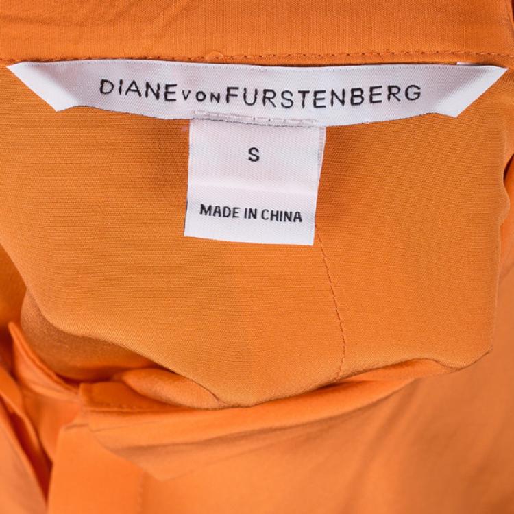 Pre Owned Diane von Furstenberg Tangerine New Eris Top S