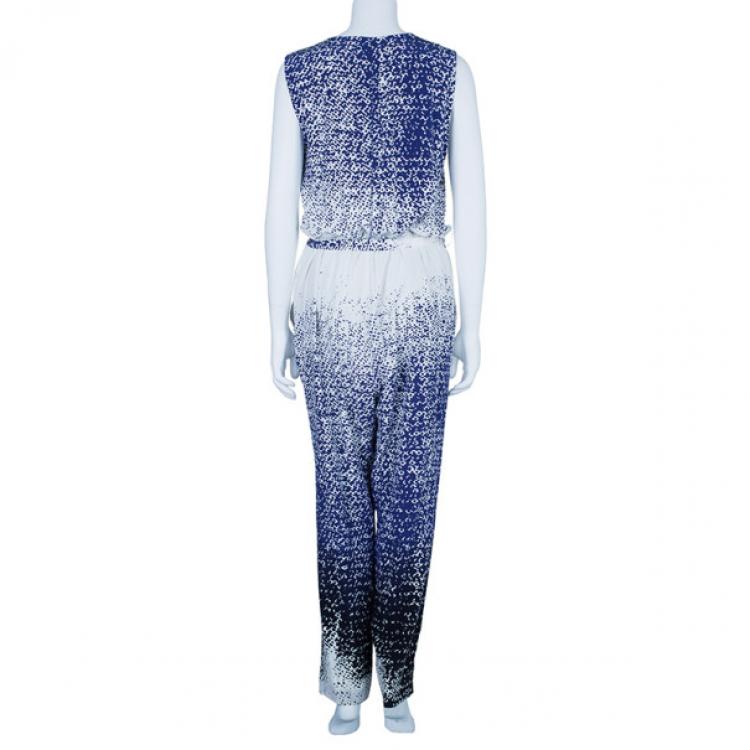 Pre Owned Diane Von Furstenberg Kawena Printed Jumpsuit L