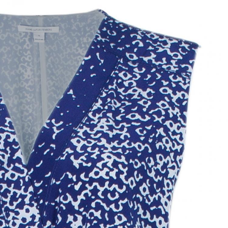 Pre Owned Diane Von Furstenberg Kawena Printed Jumpsuit L