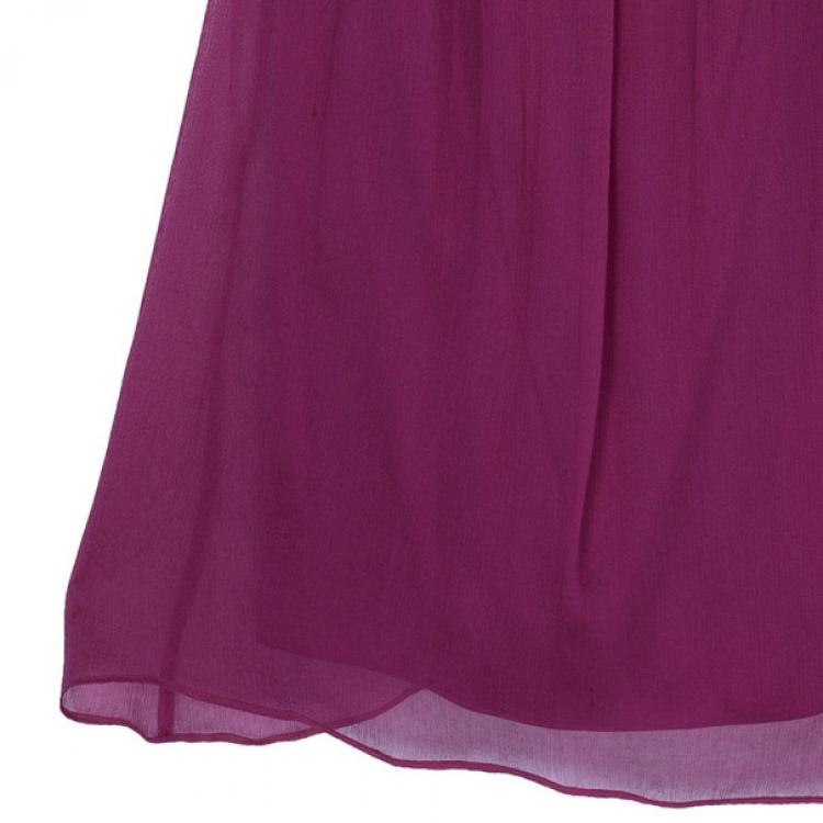 Pre Owned Diane Von Furstenberg Marston Fuschia Silk Top XS
