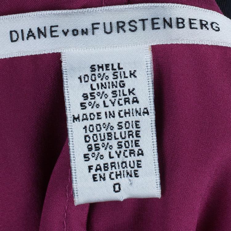 Pre Owned Diane Von Furstenberg Marston Fuschia Silk Top XS