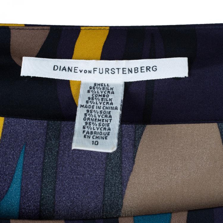 Pre Owned Diane Von Furstenberg Samuella Printed Shift Dress L