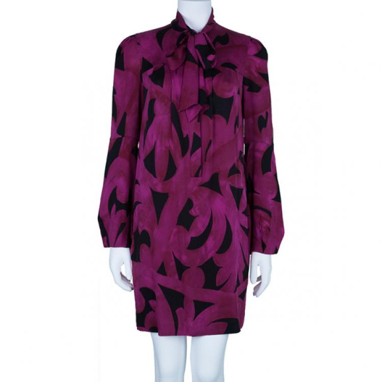 Pre Owned Diane Von Furstenberg Akita Printed Shift Dress S