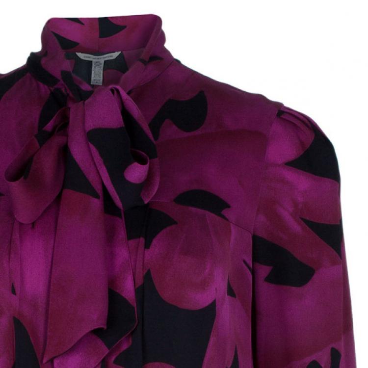 Pre Owned Diane Von Furstenberg Akita Printed Shift Dress S