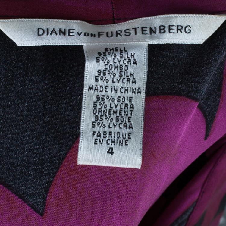 Pre Owned Diane Von Furstenberg Akita Printed Shift Dress S