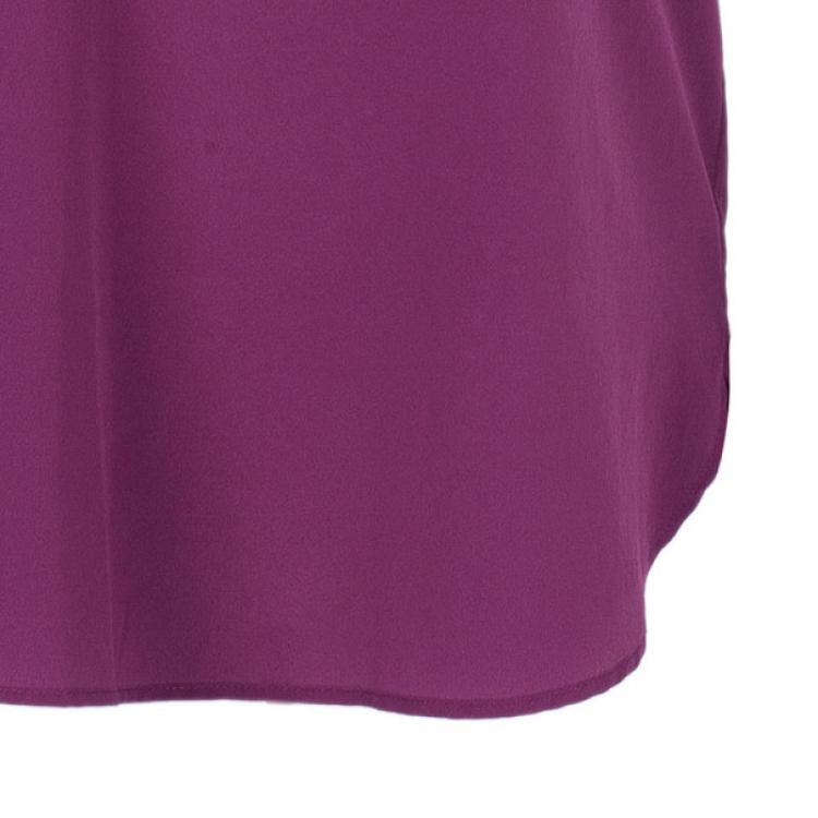 Pre Owned Diane Von Furstenberg Clemence Pleated Sleeve Fuchsia Top M