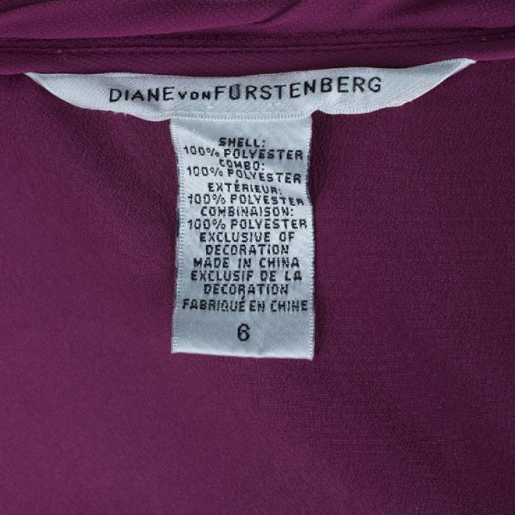 Pre Owned Diane Von Furstenberg Clemence Pleated Sleeve Fuchsia Top M