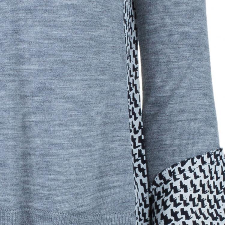 Pre Owned Diane Von Furstenberg Austine Grey Printed Sweater Top S