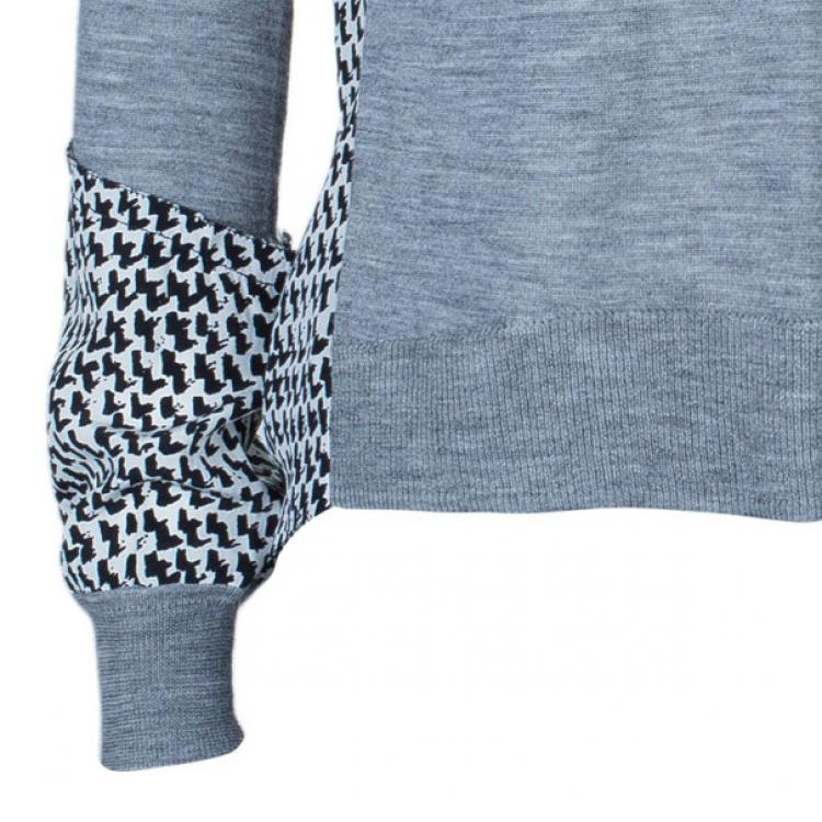 Pre Owned Diane Von Furstenberg Austine Grey Printed Sweater Top S