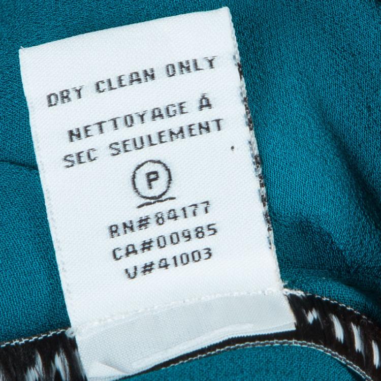 Pre Owned Diane Von Furstenberg Teal Chiffon Overlay Asymmetric Kipling Dress S